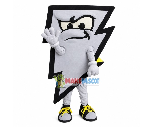 Grey Lightning Sign Mascot Costume Grey Lightning Sign Mascot Costume