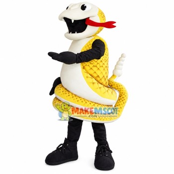 Coiled Up Dangerous Golden Python Mascot Costume