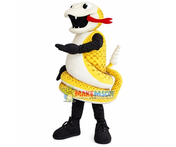 Coiled Up Dangerous Golden Python Mascot Costume Coiled Up Dangerous Golden Python Mascot Costume
