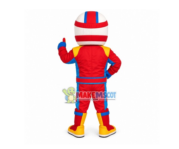 Great Racer In The Red Racing Suit Mascot Costume Great Racer In The Red Racing Suit Mascot Costume