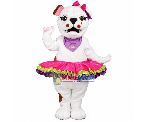 Graceful Ballet White Bulldog Mascot Costume Graceful Ballet White Bulldog Mascot Costume