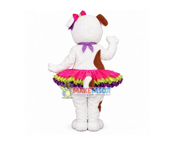 Graceful Ballet White Bulldog Mascot Costume Graceful Ballet White Bulldog Mascot Costume