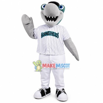 Conservative Shark In The Striped Shirt Mascot Costume Conservative Shark In The Striped Shirt Mascot Costume