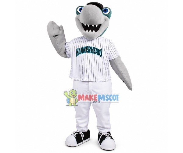 Conservative Shark In The Striped Shirt Mascot Costume