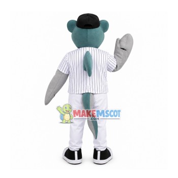Conservative Shark In The Striped Shirt Mascot Costume Conservative Shark In The Striped Shirt Mascot Costume