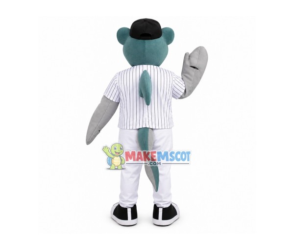 Conservative Shark In The Striped Shirt Mascot Costume Conservative Shark In The Striped Shirt Mascot Costume