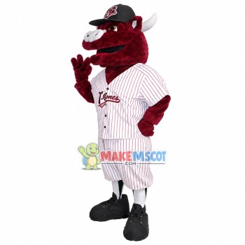 Club Member Red Brown Bull Mascot Costume