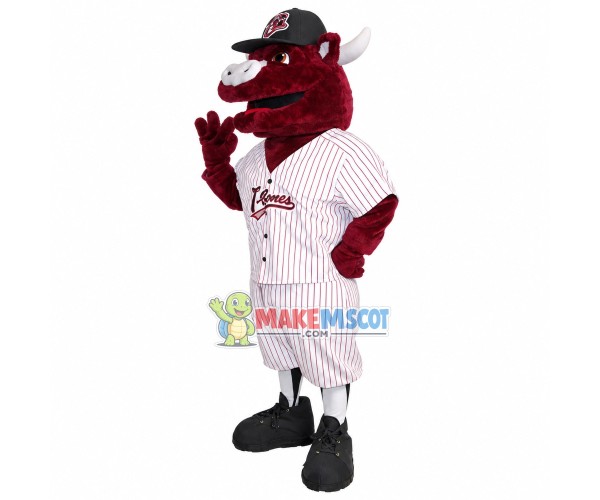 Club Member Red Brown Bull Mascot Costume Club Member Red Brown Bull Mascot Costume
