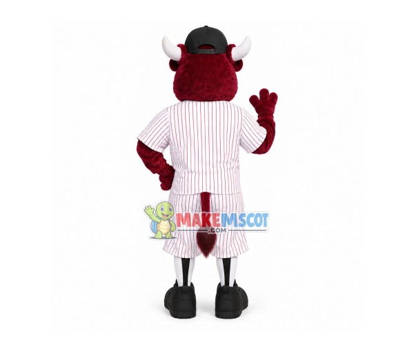 Club Member Red Brown Bull Mascot Costume Club Member Red Brown Bull Mascot Costume