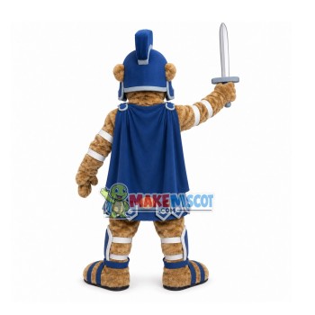 Combative Soldier Wolf Holding Weapon Mascot Costume Combative Soldier Wolf Holding Weapon Mascot Costume