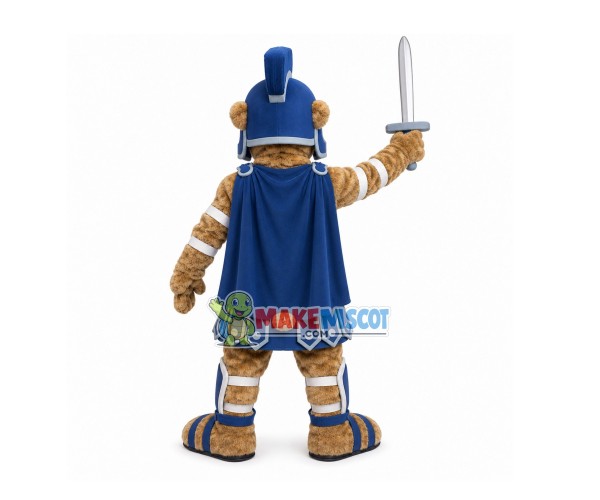 Combative Soldier Wolf Holding Weapon Mascot Costume Combative Soldier Wolf Holding Weapon Mascot Costume