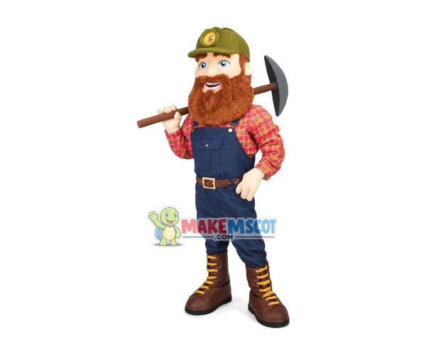 The Bearded Miner Carrying Tool Mascot Costume The Bearded Miner Carrying Tool Mascot Costume