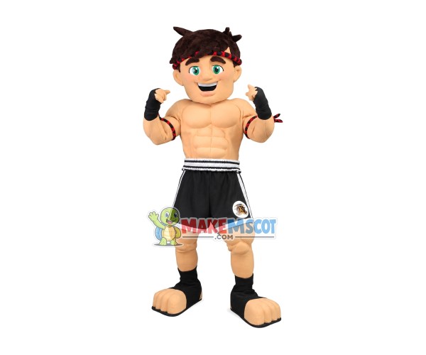 Muscular Fighter Boy Mascot Costume Muscular Fighter Boy Mascot Costume