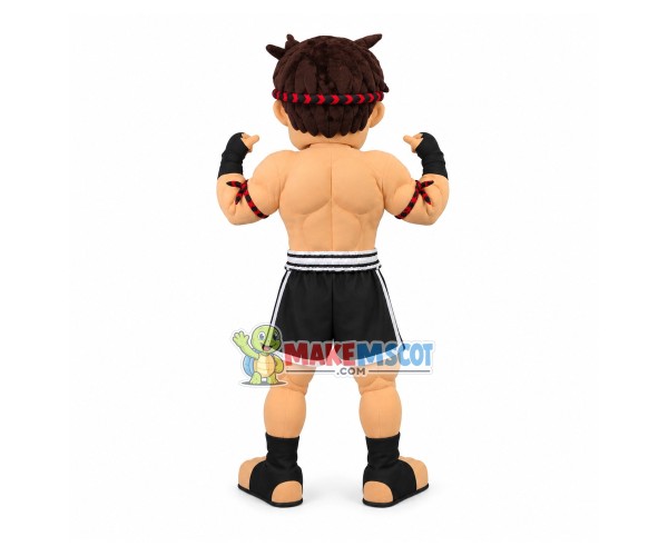 Muscular Fighter Boy Mascot Costume Muscular Fighter Boy Mascot Costume
