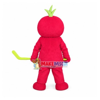 Cute Tomato Doll Mascot Costume Playing Hockey Cute Tomato Doll Mascot Costume Playing Hockey