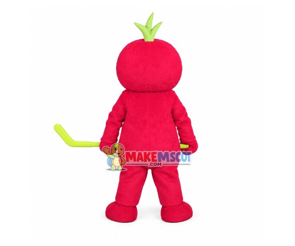 Cute Tomato Doll Mascot Costume Playing Hockey Cute Tomato Doll Mascot Costume Playing Hockey