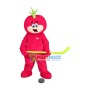 Cute Tomato Doll Mascot Costume Playing Hockey