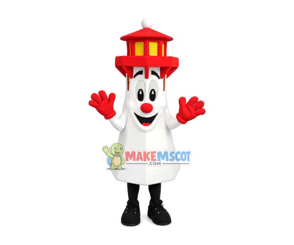 Towering Red Roof Tower Mascot Costume Towering Red Roof Tower Mascot Costume