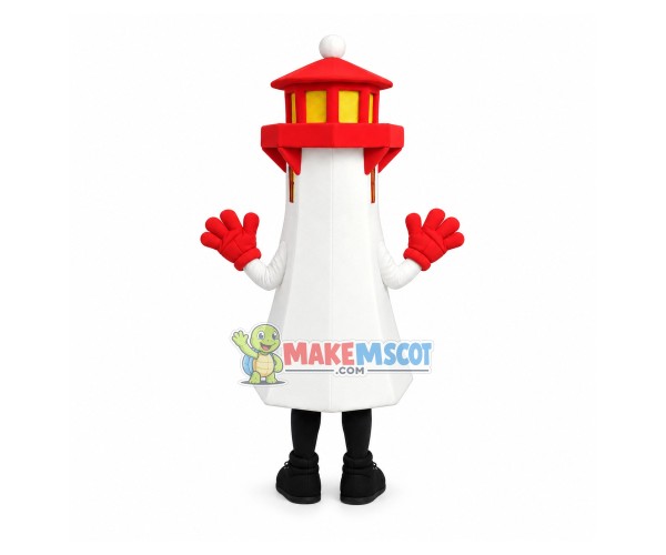 Towering Red Roof Tower Mascot Costume Towering Red Roof Tower Mascot Costume