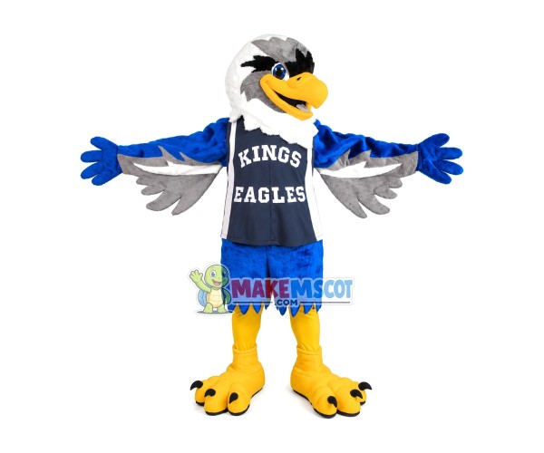 Stretching Player Blue Eagle Mascot Costume