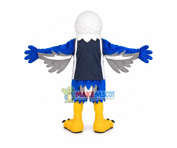 Stretching Player Blue Eagle Mascot Costume Stretching Player Blue Eagle Mascot Costume
