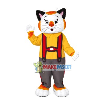 Lovable Orange Cat In The Blouse Mascot Costume