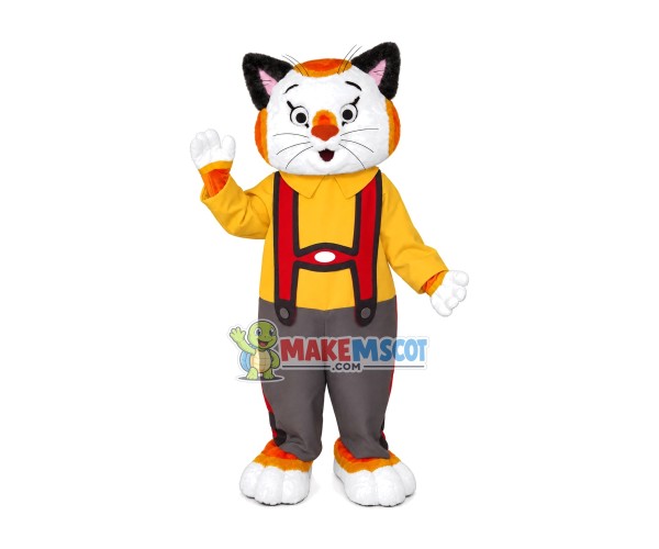 Lovable Orange Cat In The Blouse Mascot Costume Lovable Orange Cat In The Blouse Mascot Costume
