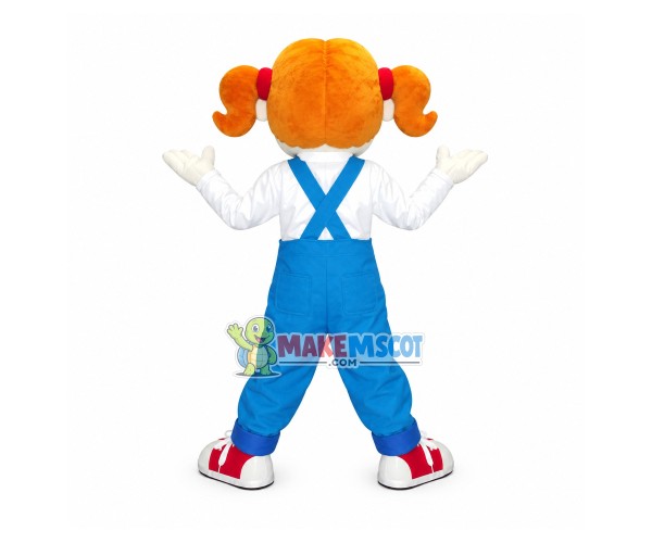 Energetic Kindergarten Little Girl With Pony Tails Mascot Costume Energetic Kindergarten Little Girl With Pony Tails Mascot Costume
