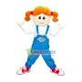 Energetic Kindergarten Little Girl With Pony Tails Mascot Costume
