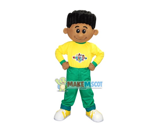 Black Little Boy In Childrens Home Mascot Costume Black Little Boy In Childrens Home Mascot Costume
