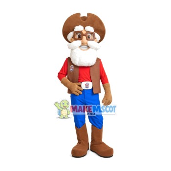 White Beard Staff On The Platform Mascot Costume White Beard Staff On The Platform Mascot Costume