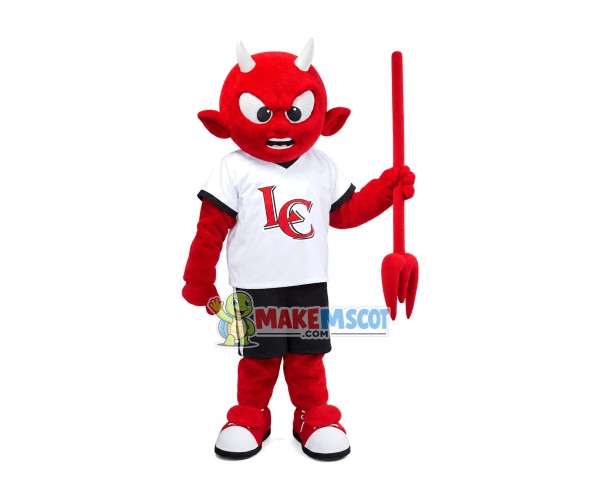 Red Devil Holding The Trident Mascot Costume