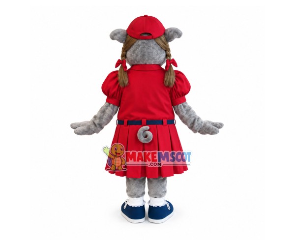 Girl Pig In The Red One-piece Pleated Skirt Mascot Costume Girl Pig In The Red One-piece Pleated Skirt Mascot Costume