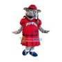 Girl Pig In The Red One-piece Pleated Skirt Mascot Costume
