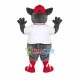 Grey Boy Pig In The Red Cap Mascot Costume