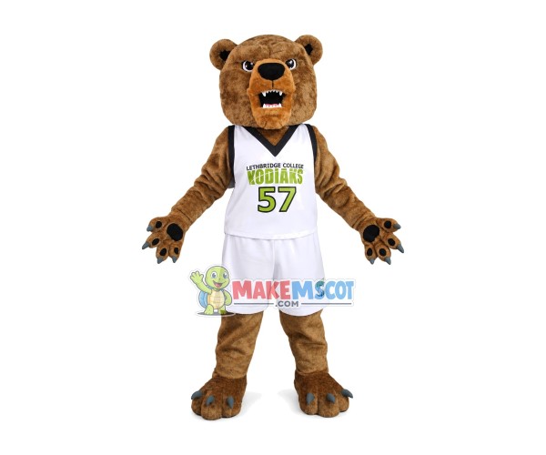 College Brown Bear In The Sport Suit Mascot Costume College Brown Bear In The Sport Suit Mascot Costume