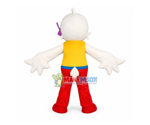 Stretching White Goose Mascot Costume Stretching White Goose Mascot Costume
