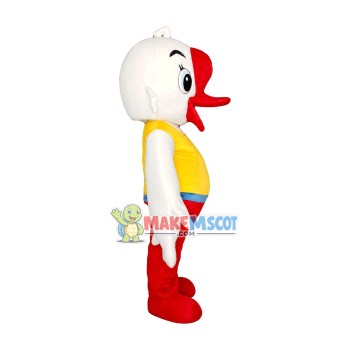 Stretching White Goose Mascot Costume Stretching White Goose Mascot Costume