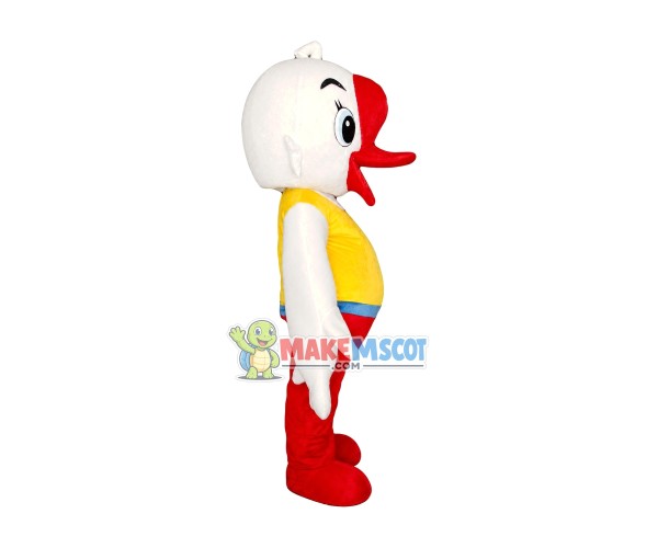 Stretching White Goose Mascot Costume Stretching White Goose Mascot Costume