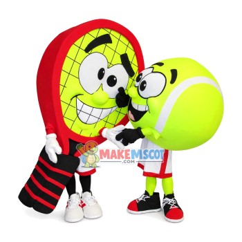 One Pair Of Matching Tennis Ball And Racket Mascot Costume One Pair Of Matching Tennis Ball And Racket Mascot Costume