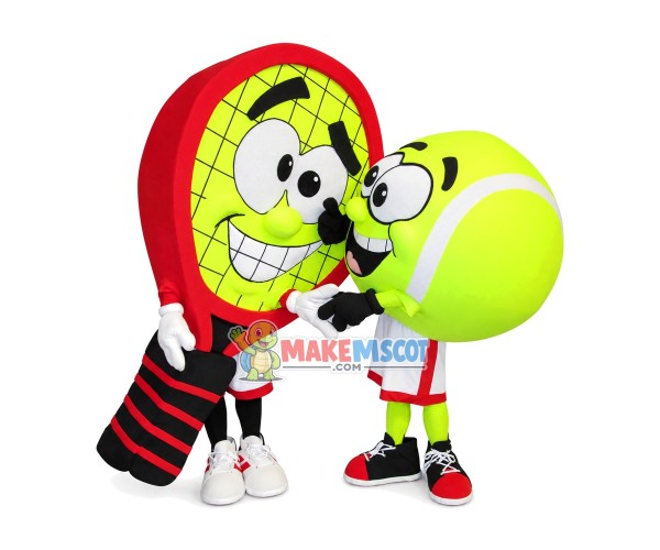 One Pair Of Matching Tennis Ball And Racket Mascot Costume One Pair Of Matching Tennis Ball And Racket Mascot Costume