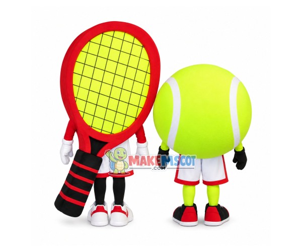 One Pair Of Matching Tennis Ball And Racket Mascot Costume One Pair Of Matching Tennis Ball And Racket Mascot Costume