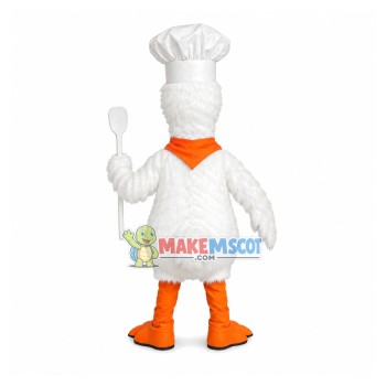 Chef Drake Holding Spoon Mascot Long Wool Costume Chef Drake Holding Spoon Mascot Long Wool Costume