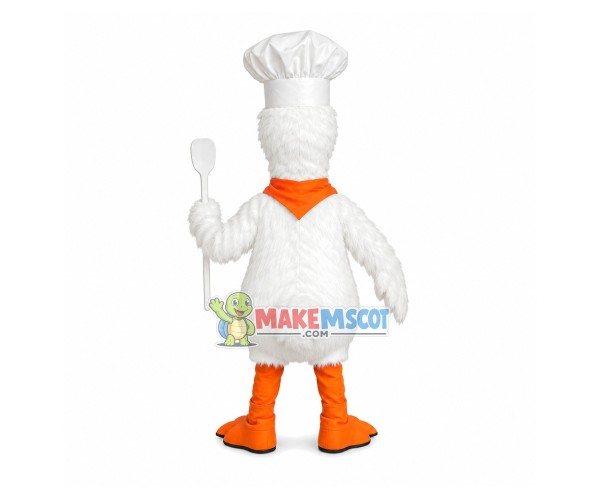 Chef Drake Holding Spoon Mascot Long Wool Costume Chef Drake Holding Spoon Mascot Long Wool Costume