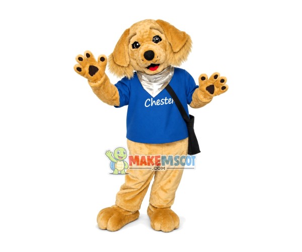 Youthful Brown Dog With Schoolbag Mascot Costume