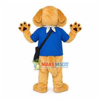 Youthful Brown Dog With Schoolbag Mascot Costume