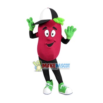 Cartoon Red Bean With Cap Mascot Costume Cartoon Red Bean With Cap Mascot Costume