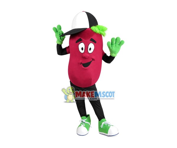 Cartoon Red Bean With Cap Mascot Costume Cartoon Red Bean With Cap Mascot Costume