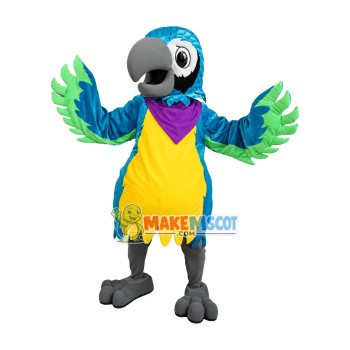 Uneasy Blue Feathered Parrot Mascot Costume Uneasy Blue Feathered Parrot Mascot Costume