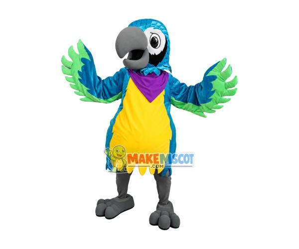 Uneasy Blue Feathered Parrot Mascot Costume Uneasy Blue Feathered Parrot Mascot Costume